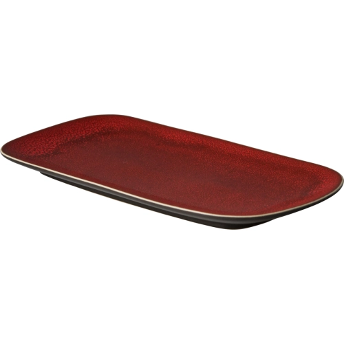 Правоъгълна чиния, червено-кафява, 29,5x14,5 см.  Lava